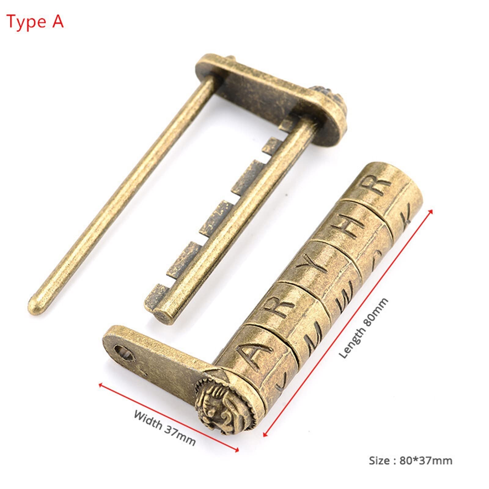 Candados con código, candado de código, candado, candado de combinación Retro de Bronce Antiguo, candado con contraseña de aleación de Zinc de 5 Letras for cajón de Maleta de Madera, 1 Pieza