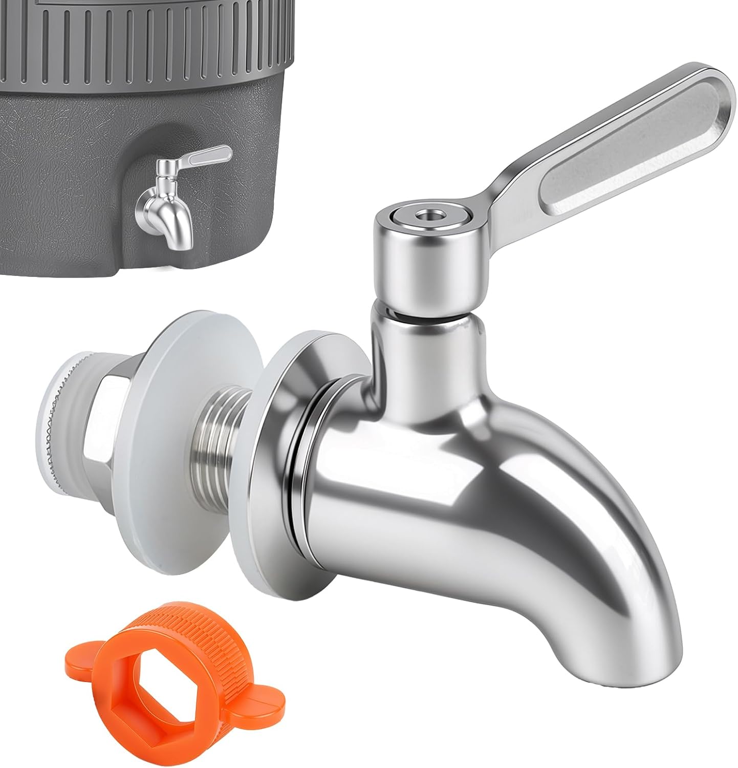 Stainless Steel Water Spigot Compatible with Igloo Cooler, Replacement Spigot for Beverage Dispenser, Water Spout Bucket Spigot for Stanley Jug 2 Gallon, Igloo 5 Gallon & New Wave Enviro Dispensers
