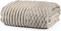 Cobertor Grosso Toque Aveludado Ultra Soft 280grs 3D Relevo Manta Macio e Quente (Casal, Zurique Bege)
