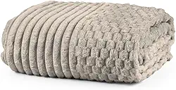 Cobertor Grosso Toque Aveludado Ultra Soft 280grs 3D Relevo Manta Macio e Quente (Casal, Zurique Bege)