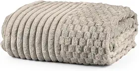 Cobertor Grosso Toque Aveludado Ultra Soft 280grs 3D Relevo Manta Macio e Quente (Casal, Zurique Bege)
