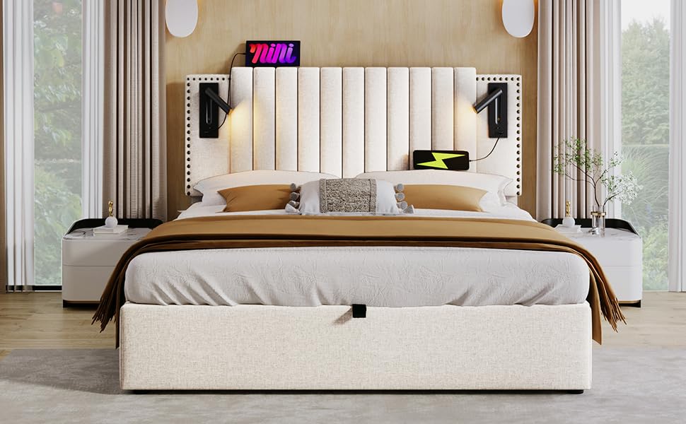 Fasba Colchón de muelles ensacados con Capas de Espuma y cabecero Ajustable, Ideal para Descanso cómodo y Lectura Nocturna Modelo FCLYD-ABMA148788B