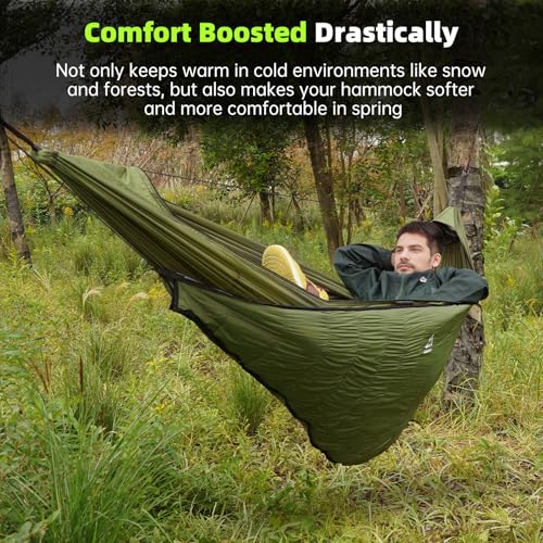 Image of Hammock Underquilt for Camping - Full Length Orange Lightweight Warm Quilt for 3-4 Seasons (41-68F) - Soft & Durable for Hiking, Backpacking, Beach, Travel - Holds Up to 500lbs
