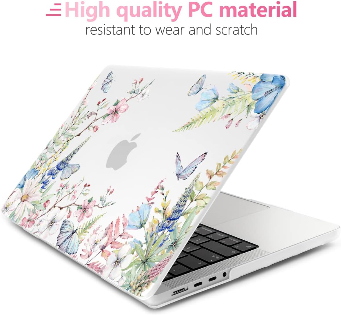Batianda for MacBook Pro 14 Inch Case 2026-2021 Release M5 M4 M3 M2 M1 Pro/Max, 1.2mm Slim Graphic Hard Shell Cover with Keyboard Cover, Screen Protector 4-in-1 Bundle, Elegant Flowers