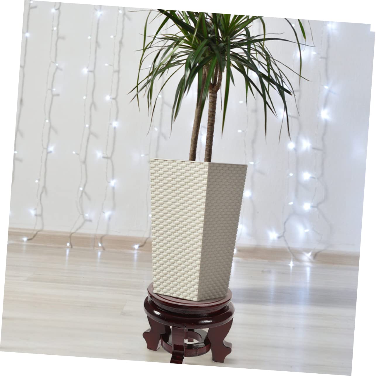 Support Pour Pot De Plantes Style Chinois - Présentoir Compact En Bois Foncé - Pour Bureau, Salon, Décoration - 2