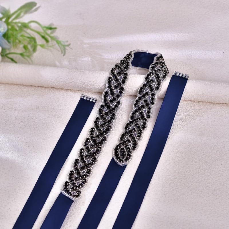 Bridal Rhinestones Sash Applique Pearls Beaded Waist Belt Elegant Handmade Crystal Belts for Wedding Dress Bridesmaid4