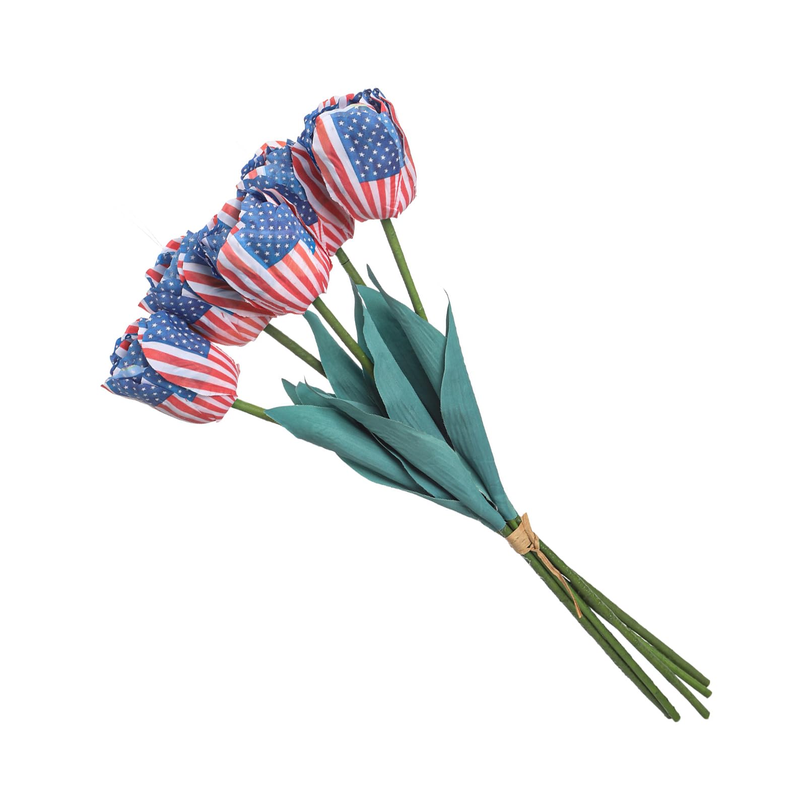 Piceioep Americans Flag Styles Artificial Tulips Bouquets for Patriotic Home Decoration and Holiday Party Arrangements Patriotic Artificial Tulips Natural Dried Flower