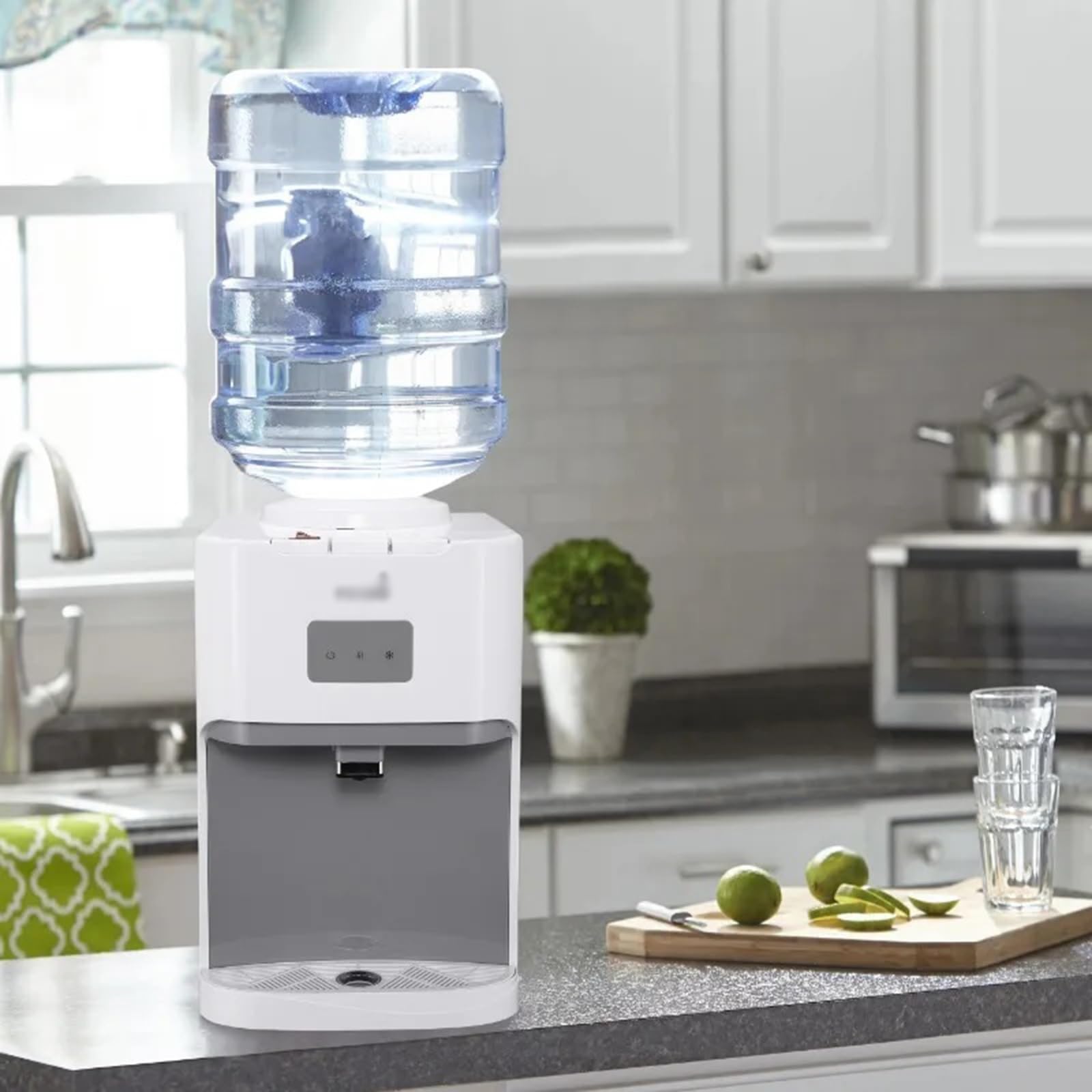 Distributore di Acqua Distributore d'acqua da banco con caricamento dall'alto calda/fredda/temperatura ambiente bianco Dispenser Acqua