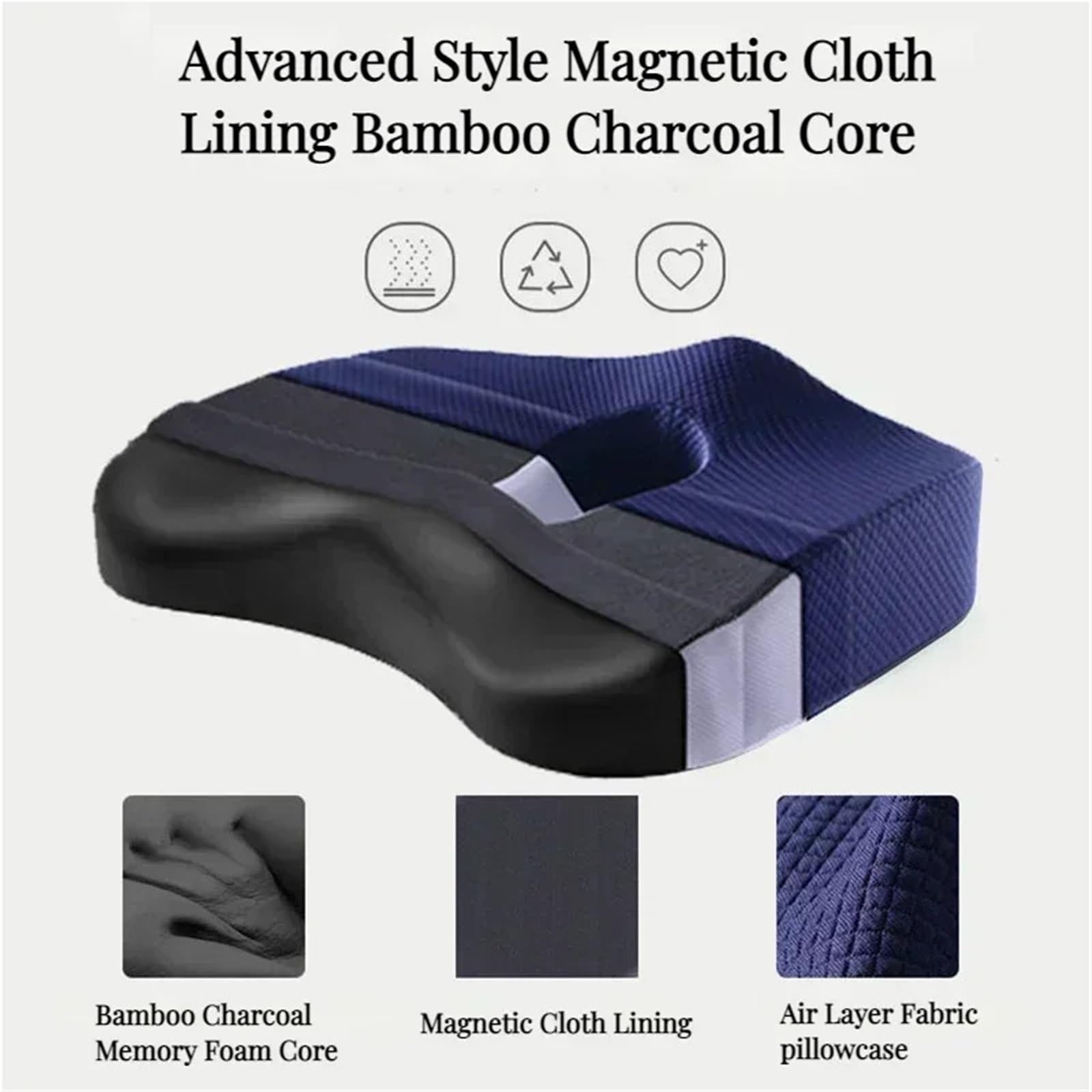 Cuscino for sedile in memory foam ortopedico for sedia da ufficio for seggiolino auto for a rotelle Cuscino per Sedile Auto(Blue2)