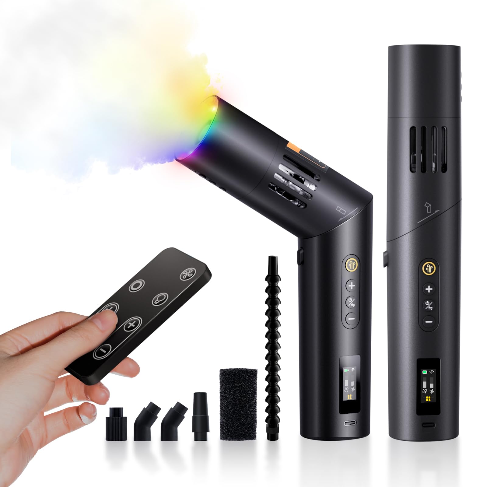 Máquina de Humo, Rollei Maquina Humo Pequeña Smoke Master Pro RGB 40W Portátil Nebulizador con Control Remoto y Batería Smoke Machine para Fotografía Fiesta Boda Efectos Escénicos Máquina-Maquina