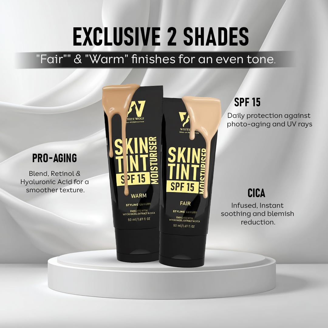 Skin Tint Moisturiser with SPF 15 Color Corrects & Brightens Skin Tone With Hyaluronic Acid, Aloe Vera, Vitamin E & Popular Korean Ingredient CICA, Comes in Dual Shades Warm-50 ml 2