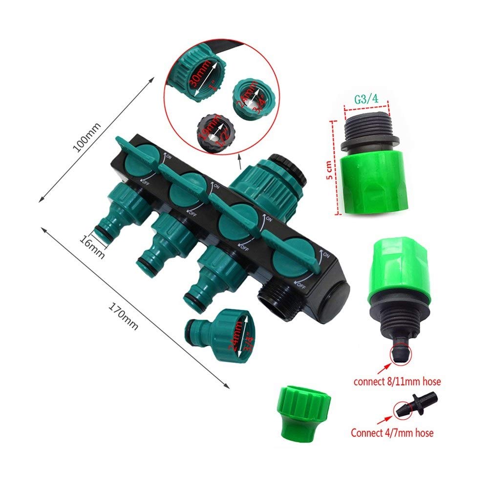 Adaptador de Conector de Manguera Riego de Jardín Grifo de 4 Vías Dispensador de Manguera Riego por Goteo de Jardín 4/7 U 8/11 Conector de Manguera Conector de Tubería Kit de Riego 1 Juego/con Cctor R