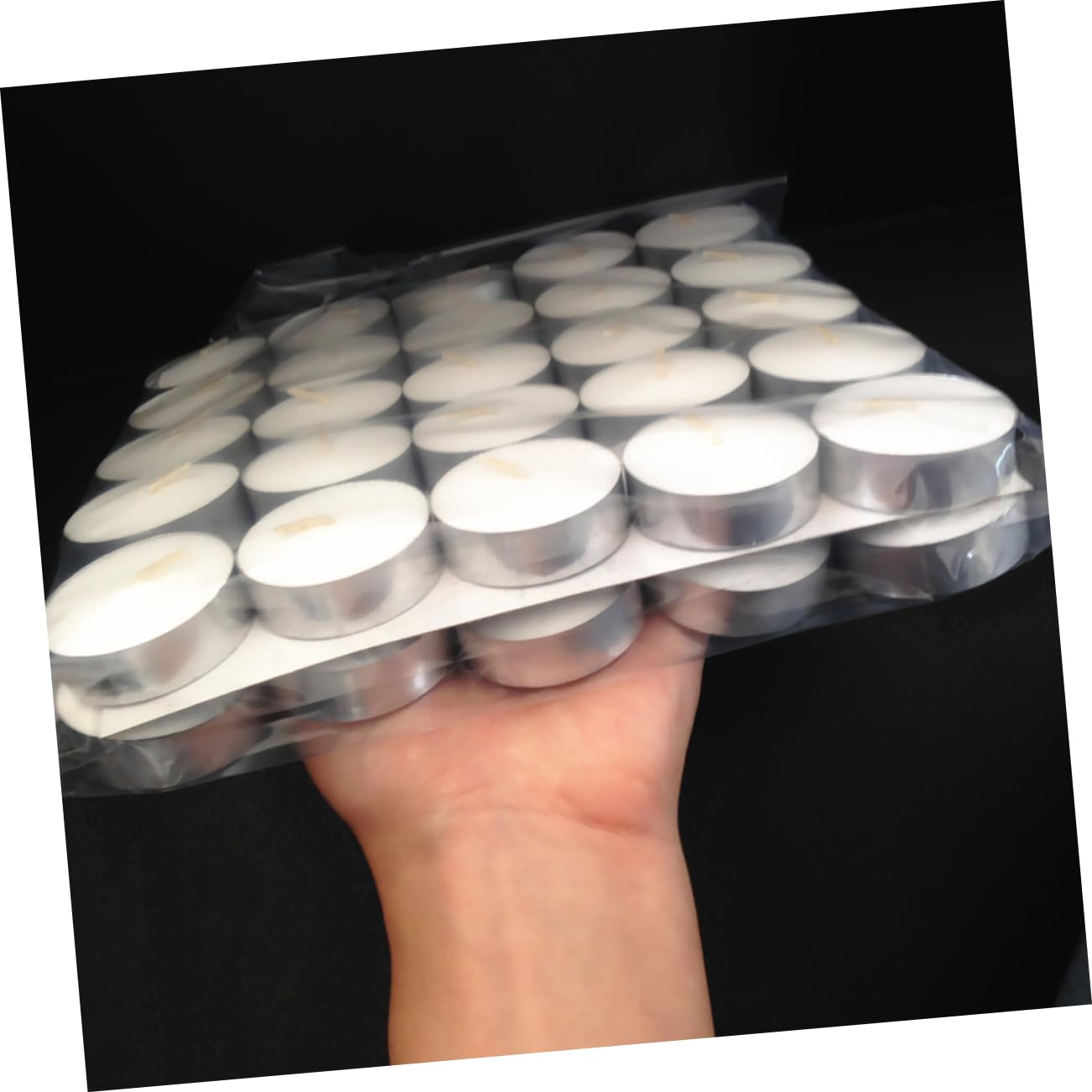 STOBAZA 50pcs Unscented Smokeless Paraffin Wax Tea Lights Candles Hour Burn for Weddings Parties Home Decor Christmas Holiday Celebrations White