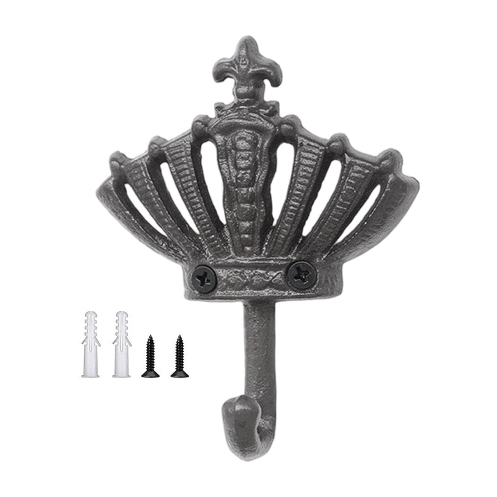 Iron Wall Hook Decorative Crown Wall Hanger for Entryway Keys, Bedroom Scarves, Bathroom Robes and Boutique Display Decorative Metal Organizer Cloak Hook Robe Holder Accent Foyer Mudroom Vanity Closet