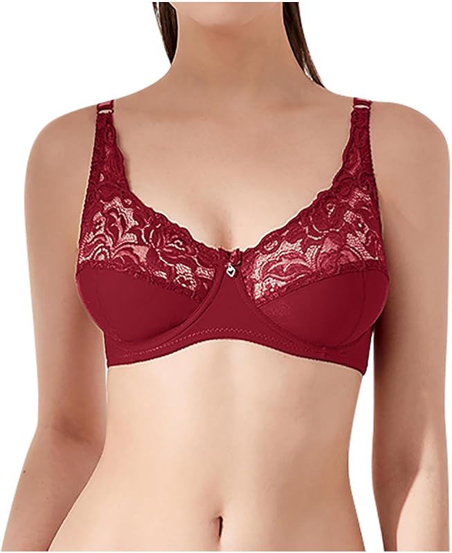 Women's Plus Size Full Coverage Underwire No Pad Minimizer Lace Bra T Shirt Demi Soft Comfort Daily Support Brassiere