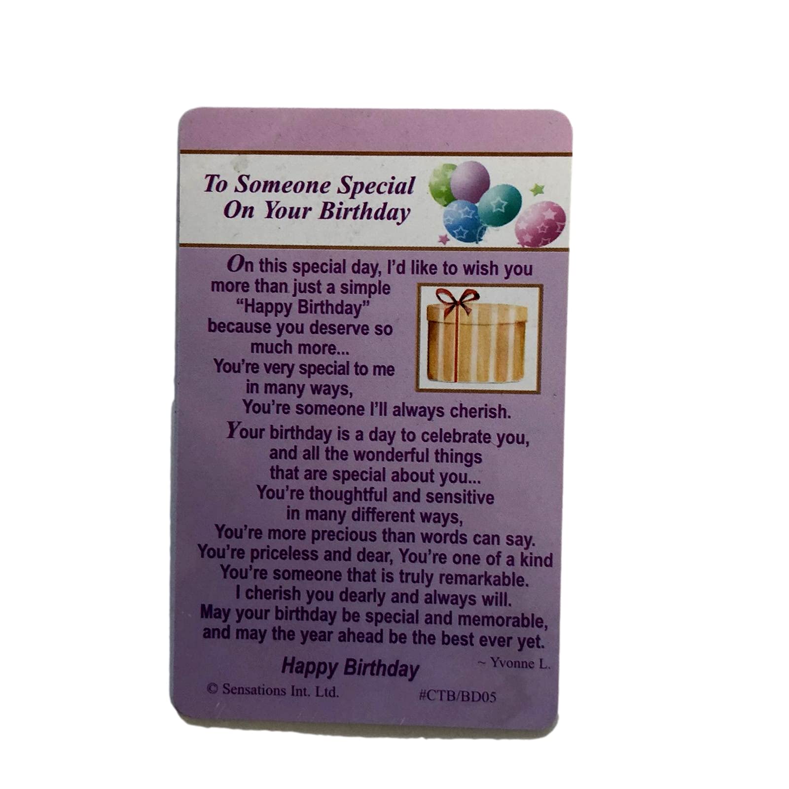 Shop Inc Purple To Someone Special On Your Birthday .Wallet Card (Sentimental Keepsake Wallet/Purse Card)