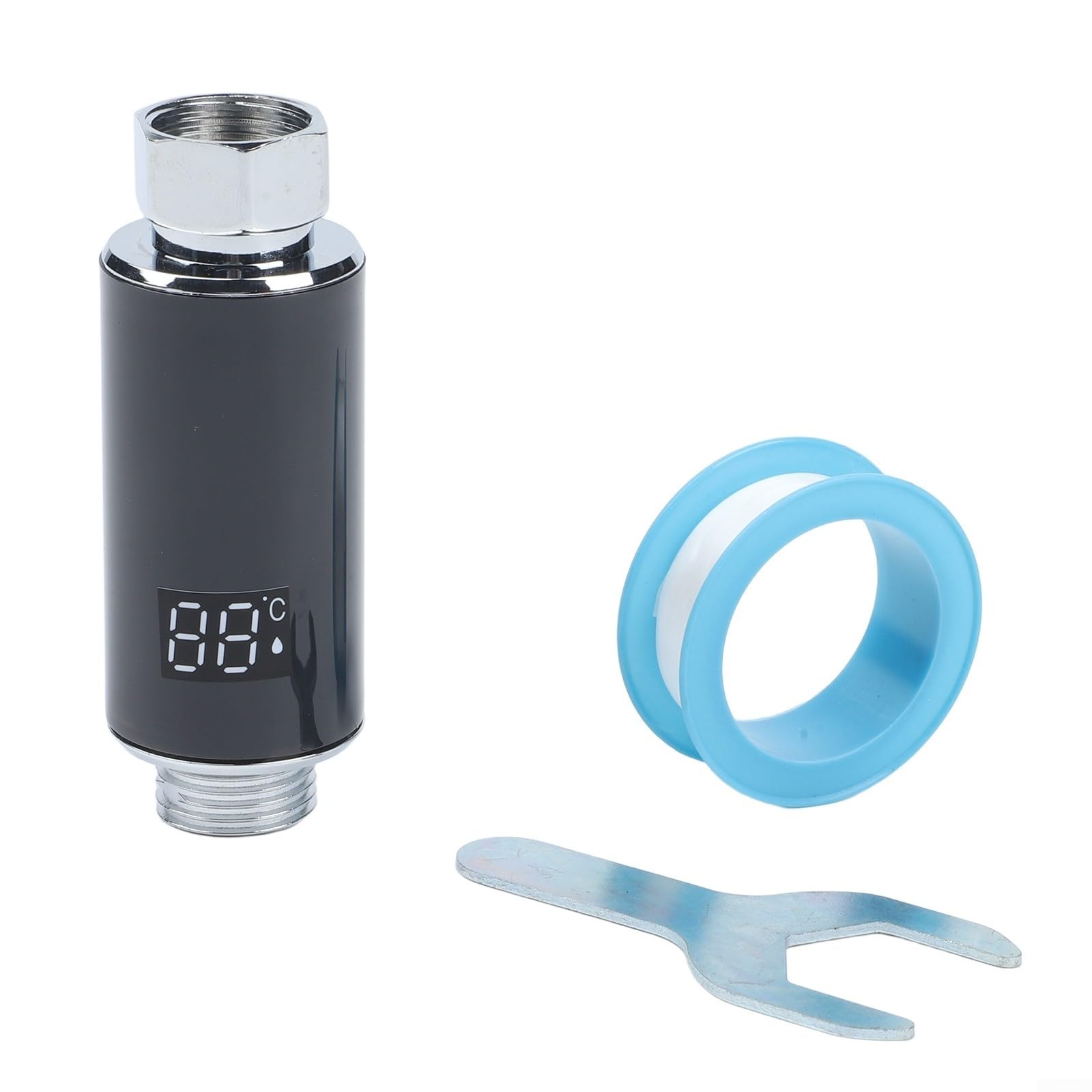 Digital LED Thermometer for Bathroom Shower Displays Real Time Water Temp Using Built in Hydroelectric Charging System