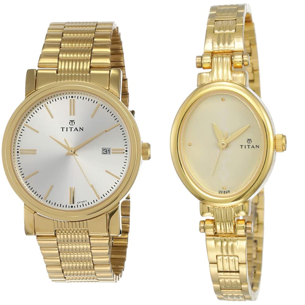Titan Stainless Steel Unisex Analog Off White and White Dial and Golden Band Watches Combo (Nj1712Ym02, Nk2535Ym01) (B07X3J8HWT) Amazon Price History, Amazon Price Tracker