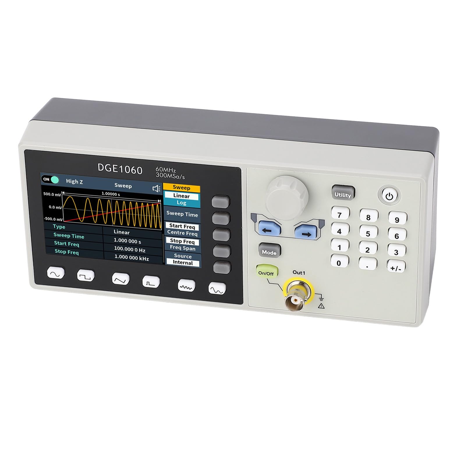 60MHz Signal Generator, Breiter Frequenz Bereich 1uHz Bis 60MHz mit 160 Willkürlichen Wellenformen, für Elektronische Experimente Kommunikation Tests (EU -Stecker)