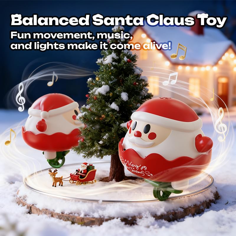 Christmas Santa Claus Balance Rope Toy with Music & Lights – Electric Track Walking Santa for Kids, USB Rechargeable, Fun Christmas Party Decoration & Perfect for Boys and Girls