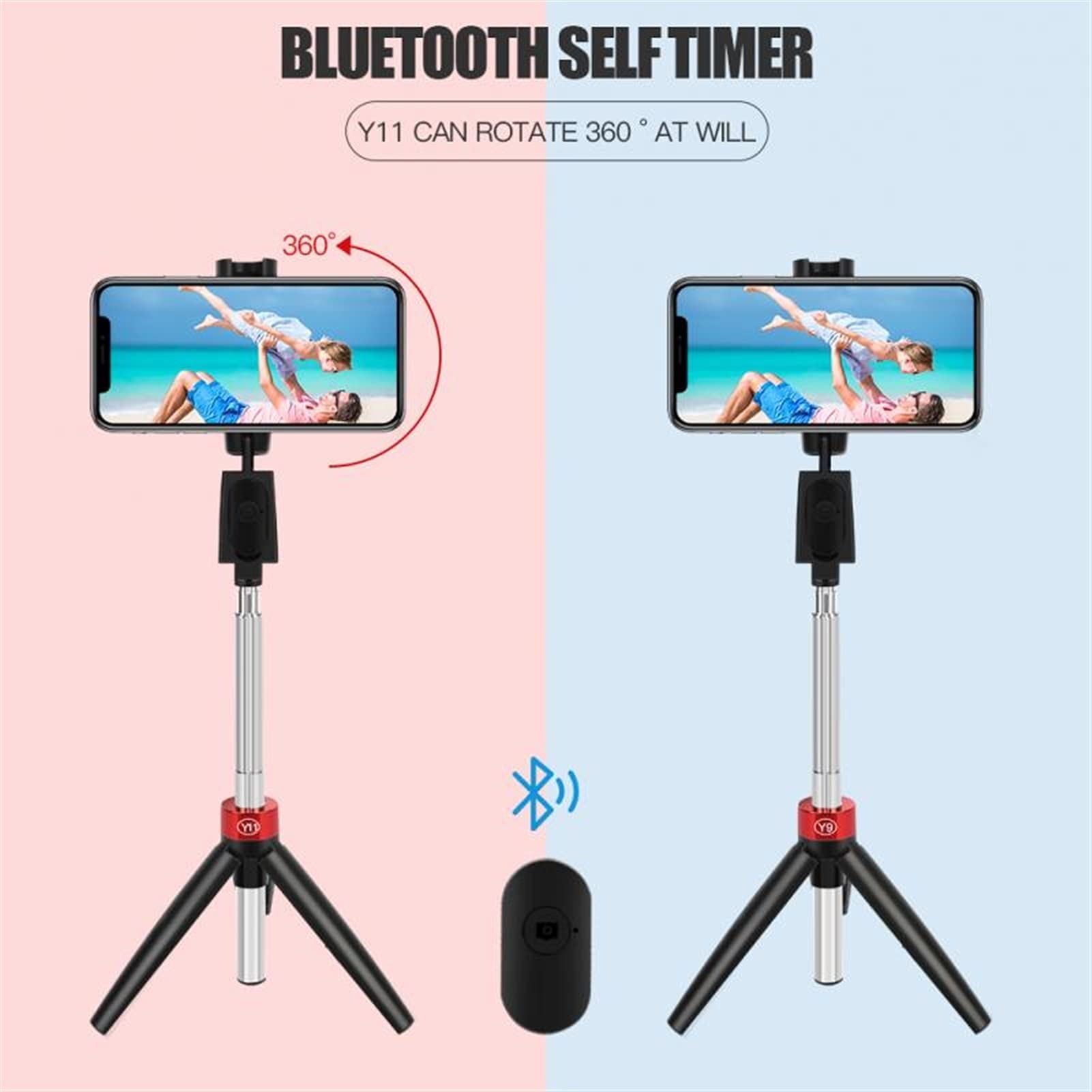 SCRUBY Bastone per selfie wireless Bluetooth 3 in 1 con treppiede, staffa pieghevole, design portatile, supporta il 98% dei telefoni cellulari (bianco Y9)