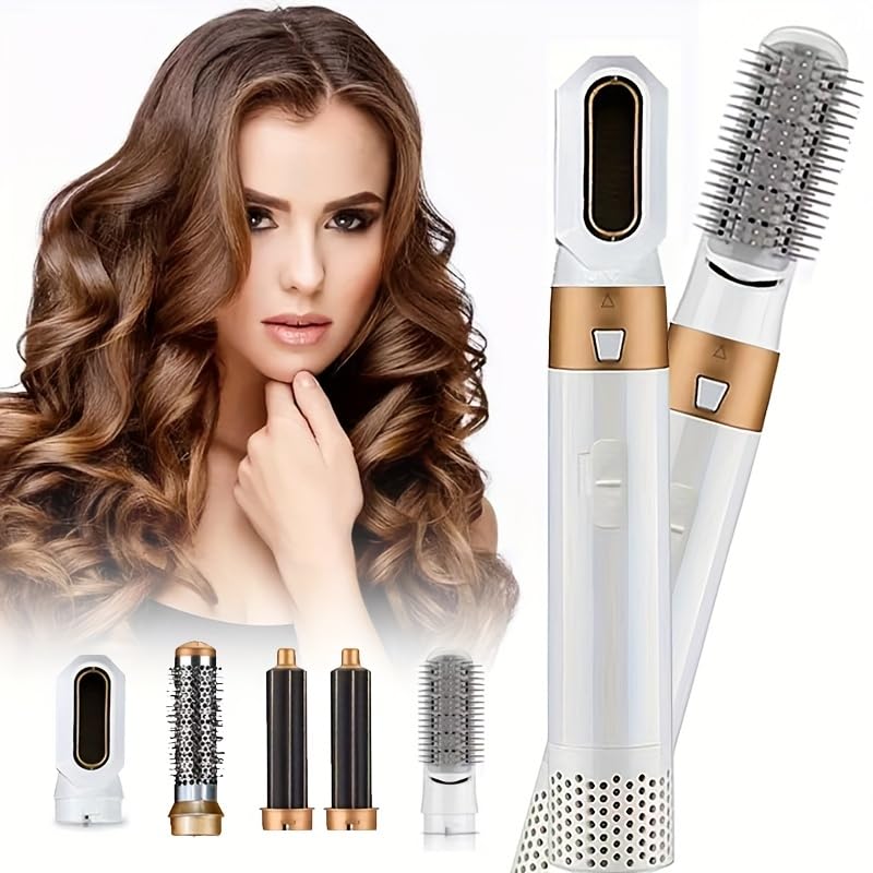 Image of Mabron Hot Air Brush, 5 In 1 Hair Dryer Hot Air Brush Styler, Detachable Hair Styler Electric Hair Dryer Brush The Ultimate Hot Air Styler (Brown Color), 1000 Watts