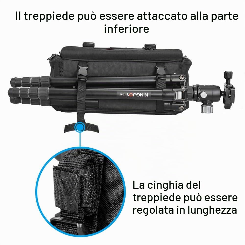CADeN Grande Borsa Fotografica Tracolla Borse Fotografiche Custodia Fotocamera con Titolare Tripode per Macchina Fotografica Reflex Nikon Canon Sony DSLR Accessori e Viaggio, Idrorepellente su Spruzzo