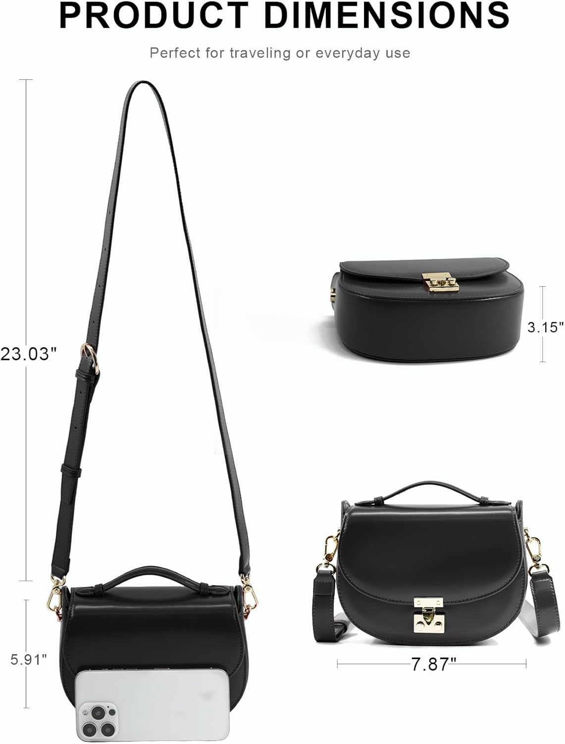 Leather Crossbody Bag for Women Shoulder Bag for Women Top Handle Purse CrossBody Bag with Adjustable Strap - Image 3