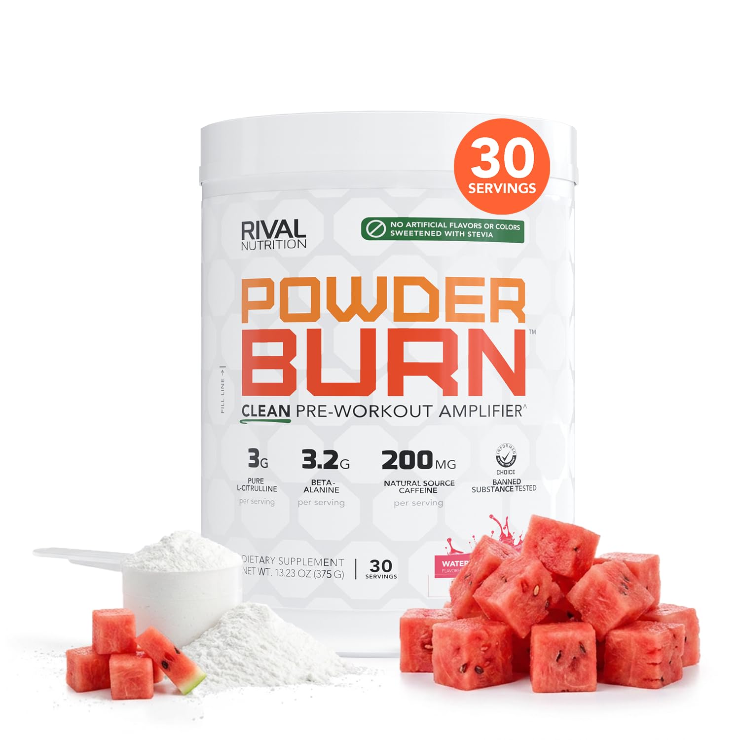 Rival Nutrition Powder Burn Clean Pre-Workout (Juicy Orange, 60 Servings) — Amazon image 16