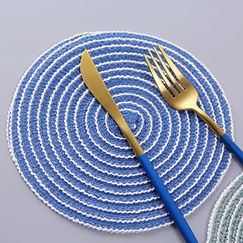 Set de table rond de qualité supérieure en coton tissé marron - 3