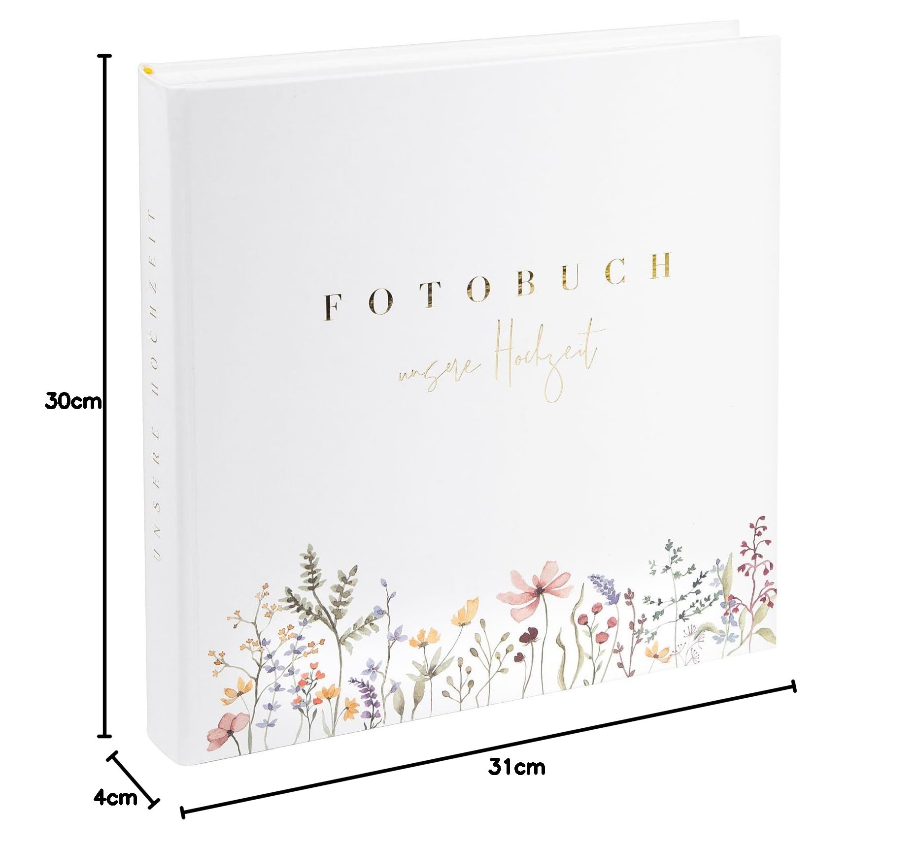 goldbuch 08 044 Album photo de mariage avec 60 pages blanches et intercalaires en papier cristal gaufré doré Motif floral Env. 30 x 31 x 4 cm