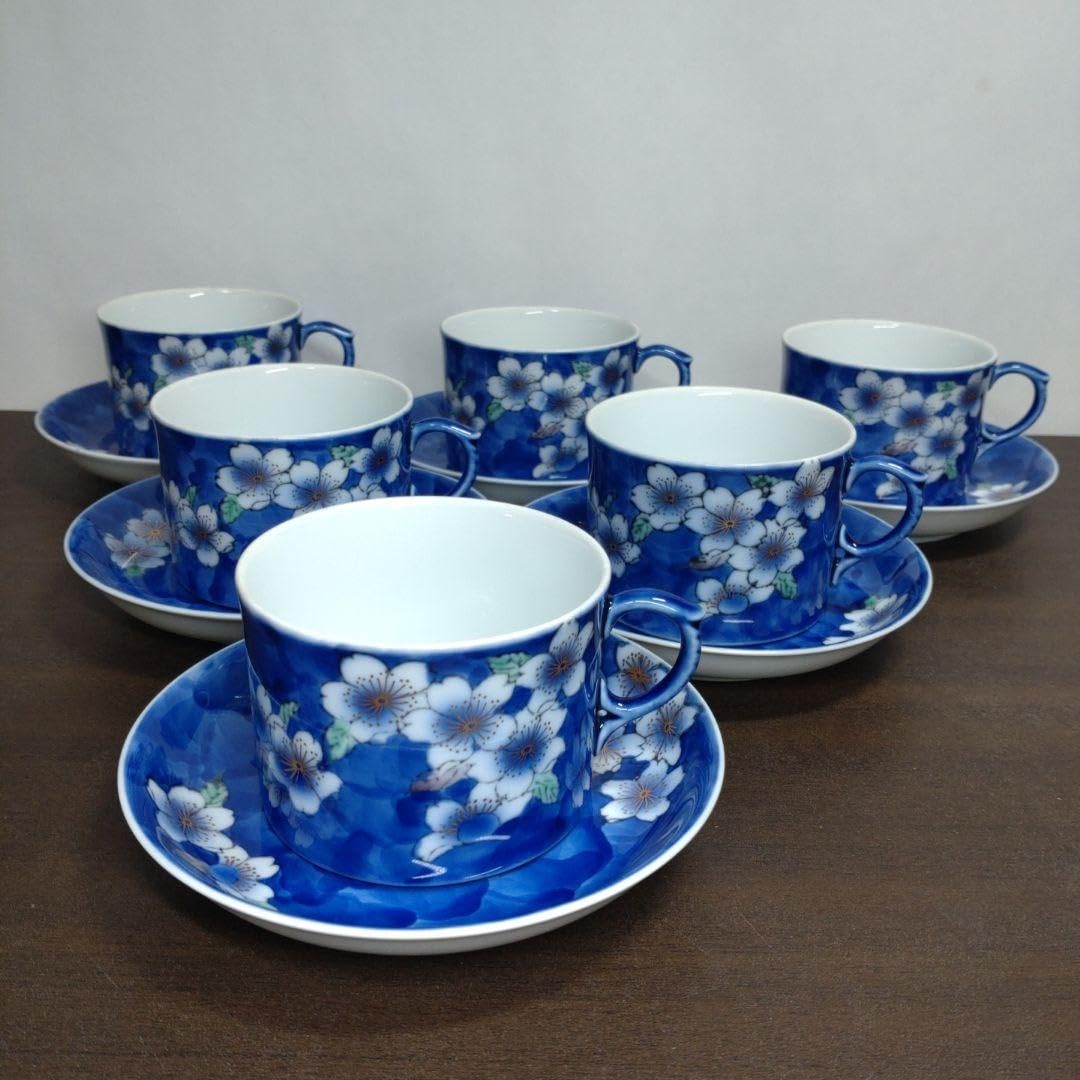 Amazon.co.jp: 深川製磁 金彩色絵 桜文 カップ＆ソーサー 6客セット 