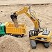 fisca Remote Control Excavator RC Construction Vehicles 15 Channel 2.4G Full Function Digger Toys with Metal Shovel Sound and Lights