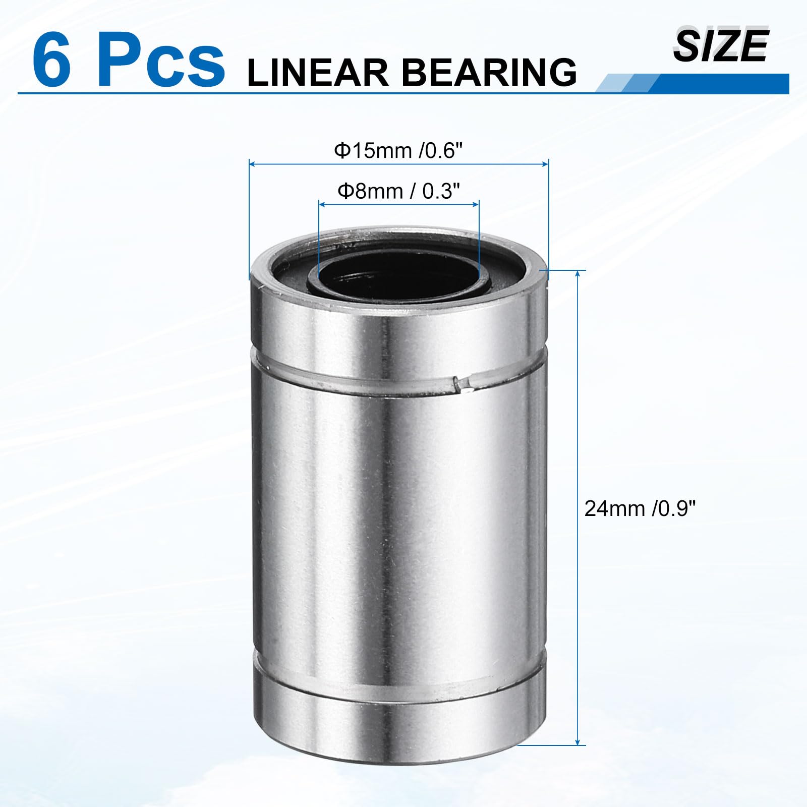 QUARKZMAN Lot De 6 Roulements Linéaires LM8UU 8mm – Mouvement Fluide Et Précis Pour CNC Et Imprimante 3D