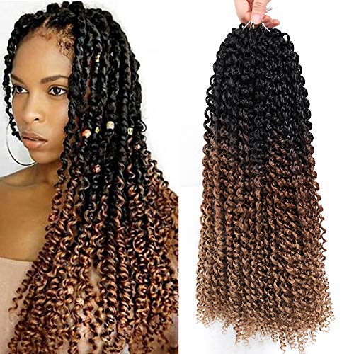18 inch 6 packs Passion Twist Hair Bohemian Crochet Hair Water Wave Crochet Braids for Passion Twist Crochet Hair Passion Twist Braiding Hair Hair Extensions (18"6packs, #T1B/30/27)