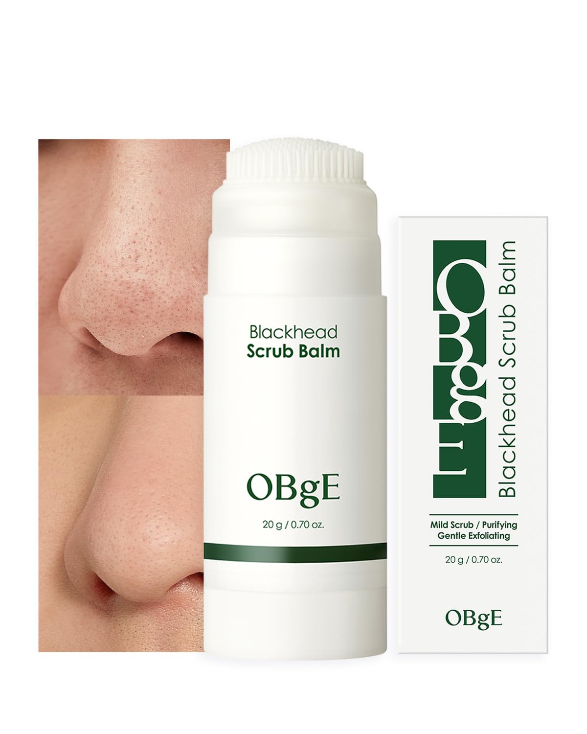 OBgE Blackhead Scrub Balm (0.7oz) - Moisturizing Scrub Stick for Blackhead Removal, Pore Minimizing, Gentle Exfoliation & Moisturization. Tea Tree,