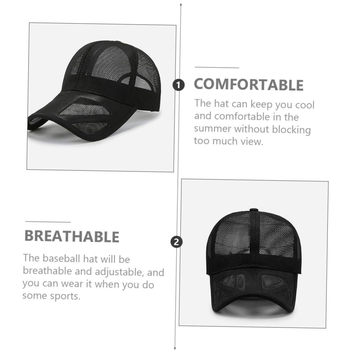 VALICLUD Béisbol Transpirable Unisex para Sombrero Deportivo de Malla para Actividades Aire Negro