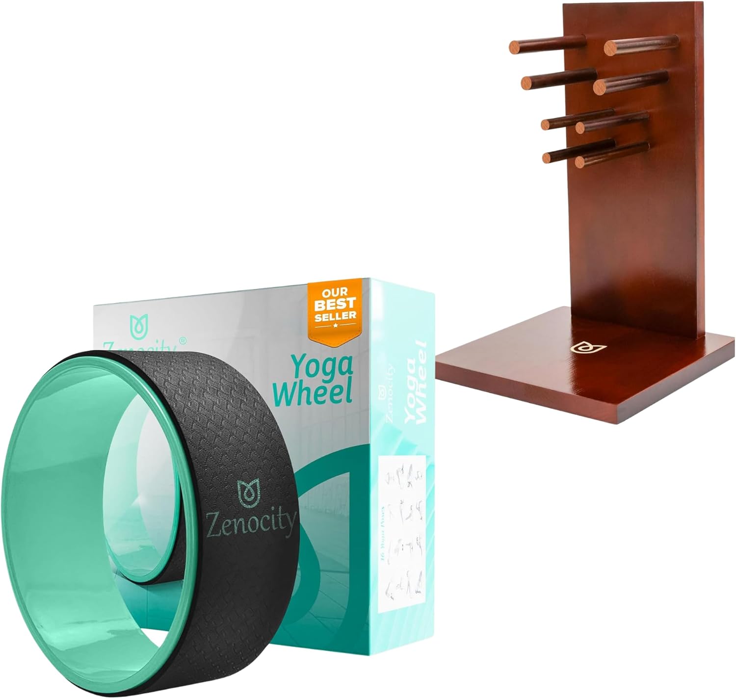 Yoga Wheel 13" with Wood Yoga Wheel Storage Rack