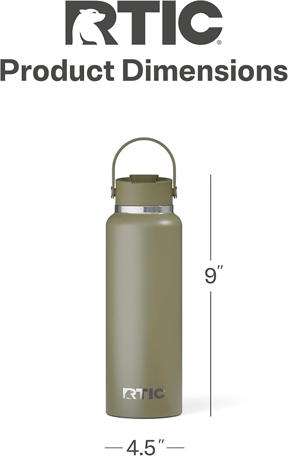 RTIC 40oz Outback Water Bottle, Ceramic Lined, Olive