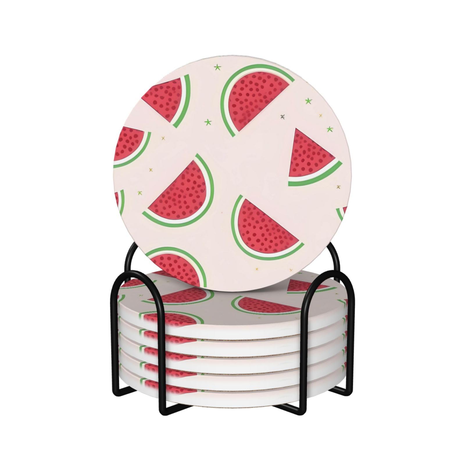 Dessous de verre en céramique anti-tache avec support en métal rose