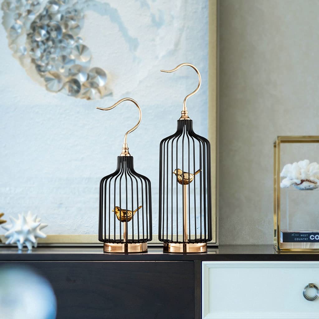 Vogelkäfig Goldener Vogelkäfig Wohnzimmer Dekoration Licht Luxus Kreative Moderne Persönlichkeit Heimstudium, Hotel Design Dekoration Haustierzubehör (Size : M)