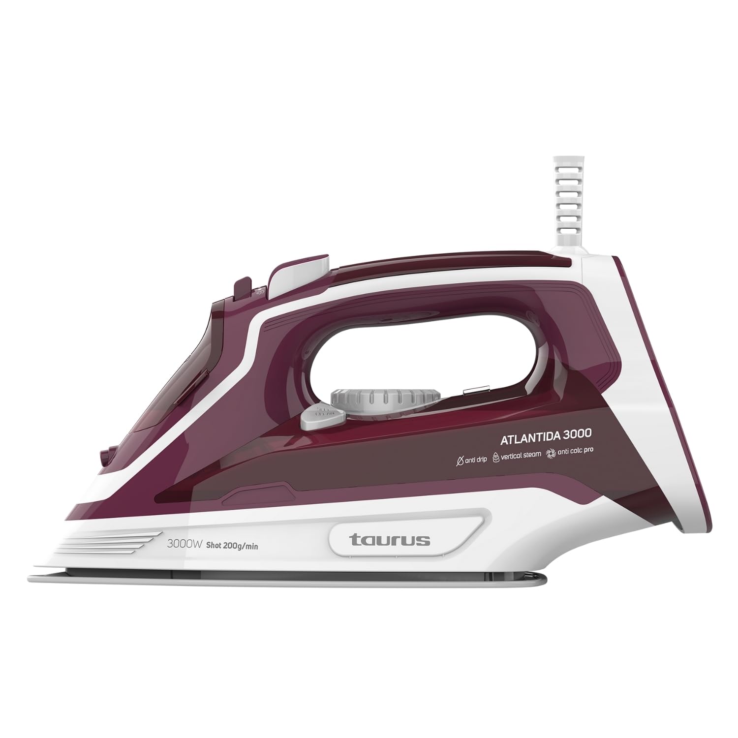 Taurus Atlantida 3000 - Plancha de vapor. 3000W. Golpe vapor 200g/min. Vapor constante 45g/min. Cerámica. Función spray. Doble sistema antical. Auto-limpieza. Antigoteo.
