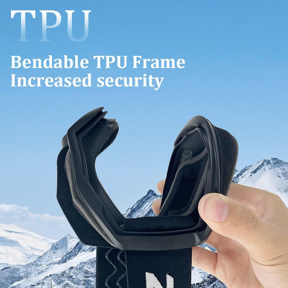 OTG Ski Goggles,Dual Lens Skiing Snowboarding Goggles Anti-Fog lens UV Protection for Men & Women,Helmet Compatible