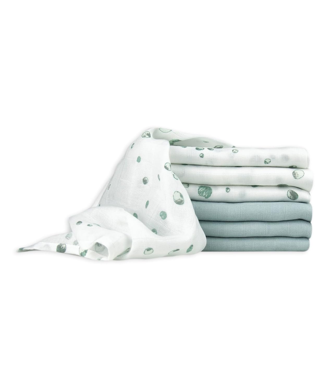 Little Bamboo Muslin Baby Wash Cloths 6 Pack, 30 x 30 cm, Whisper Grey, - Image 2