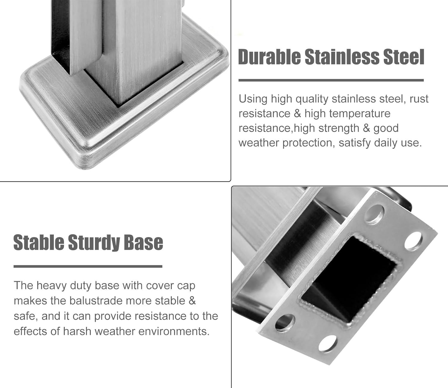 Heavy Duty Outdoor Glass Railing Post with Screws Kit, Brushed Corner Spigot Clamp, 140cm (55 1/8") for Wood/Concrete Floor Mounted Balusters