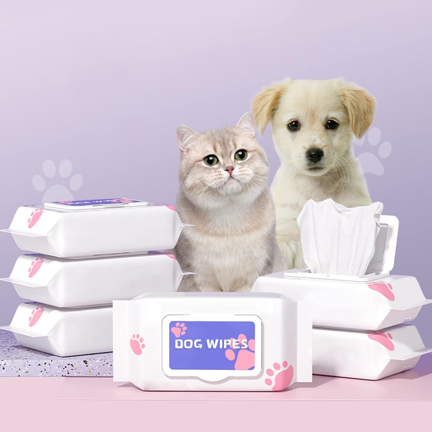 Dog Wipes, Natural Plant Based Grooming Wipes, Thick Pet Wipes for Dog Ear Dog Paws-200 Count