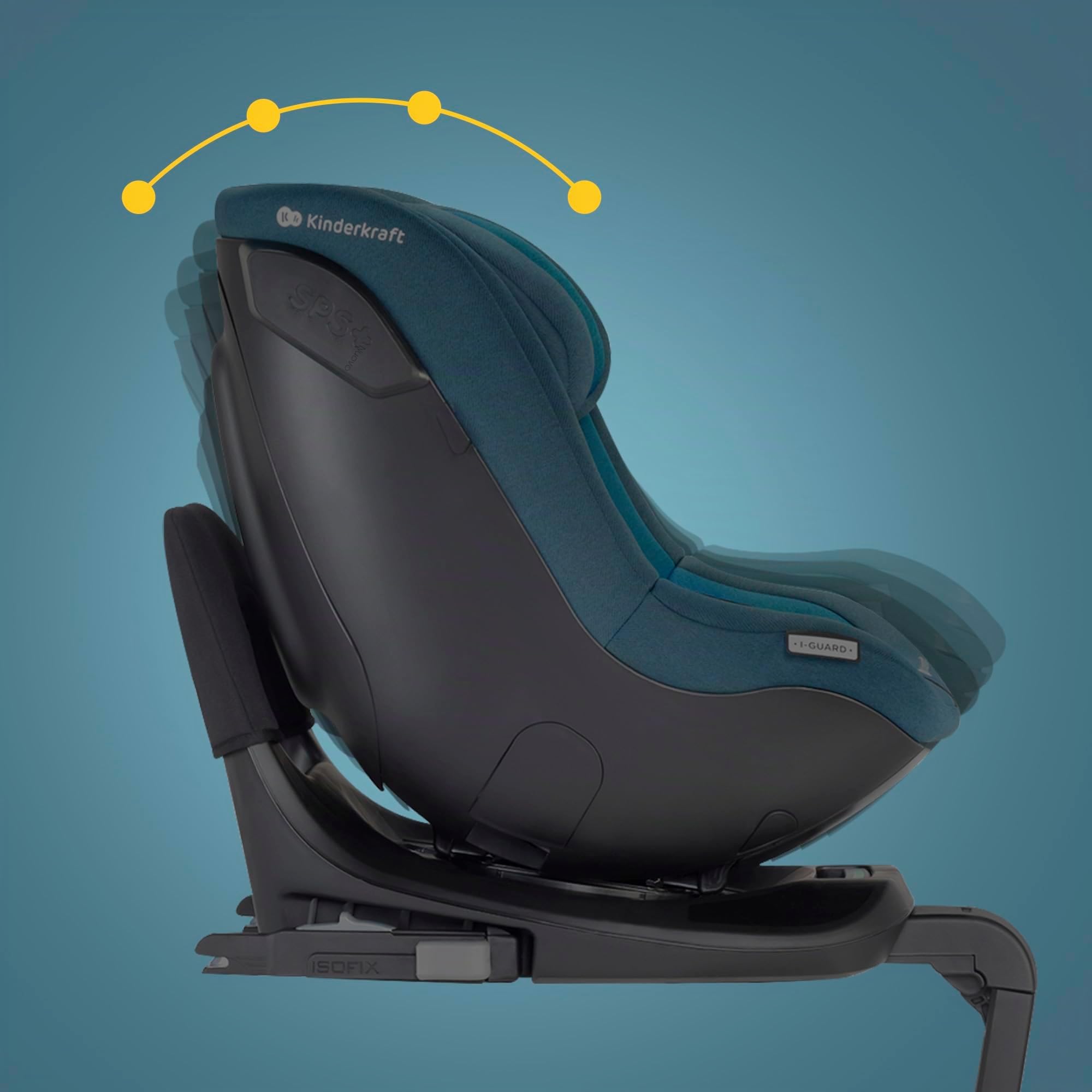 Kinderkraft I-GUARD Seggiolino auto I-SIZE 40-150 cm, Seggiolino 360 girevole, con Isofix Base, Reclinabile Posizione sdraiata, Poggiatesta regolabile, Gruppo 0 1 2, Grigio
