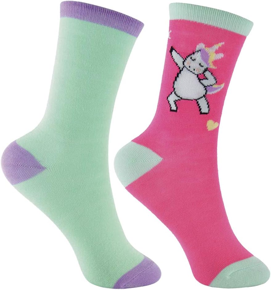 Sock Snob Kids 6 Pairs of Soft Colorful Rainbow Striped Unicorn Socks for Girls
