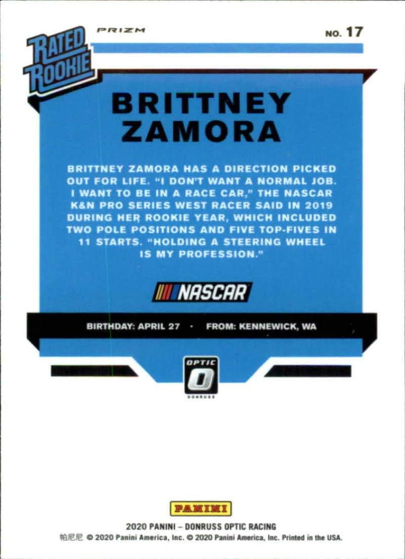 2020 Donruss Racing Optic Red Mojo Prizm #17 Brittney Zamora K&N Pro Series West Official Panini America NASCAR Trading Card (Wrapper Redemption Exclusive)