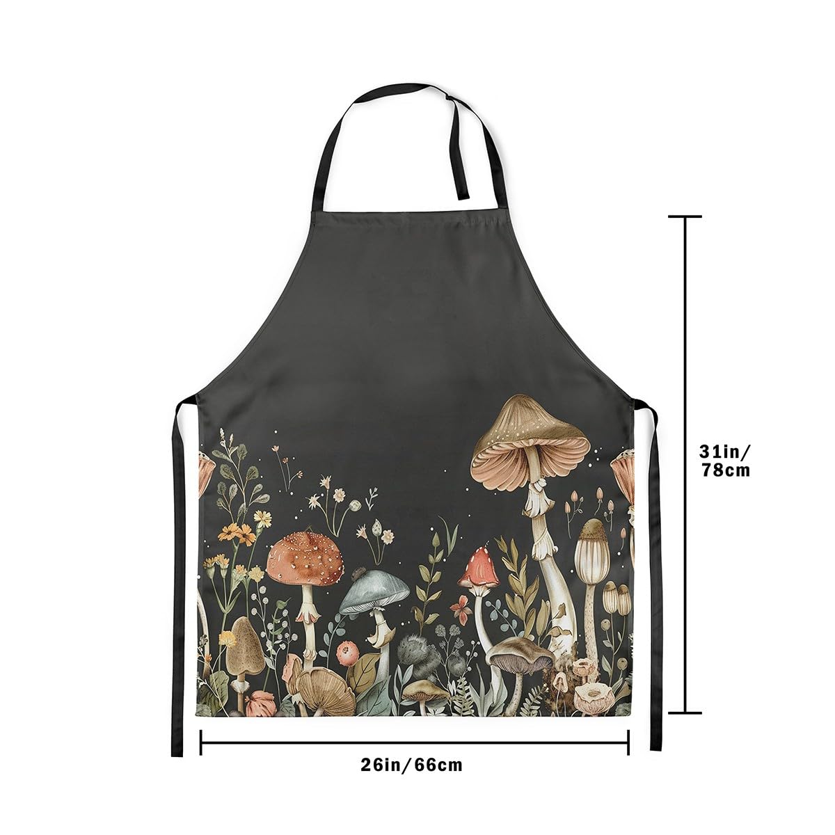 Loussiesd Cute Mushroom Bib Apron Adjustable Boho Mushroom Apron for Women Men Kawaii Fungus Waterproof Apron 78x66cm Wild Cooking Kitchen Chef Apron - Image 3